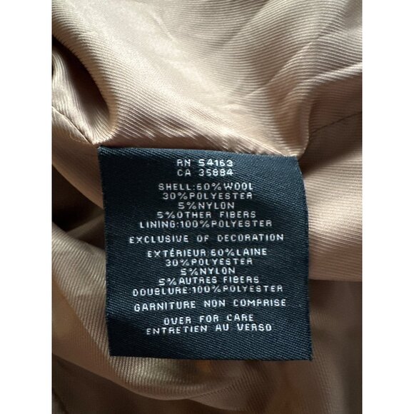 Cole Haan Vintage Camel Wool Blend Overcoat Notched Lapel Button Closure Size XL - Picture 6 of 6